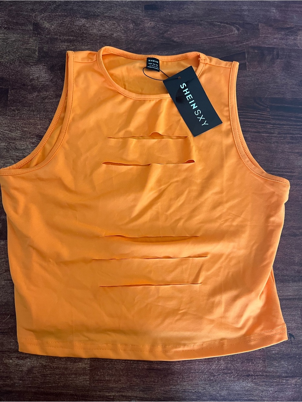 SHEIN Orange Slashed Crop Tank Top